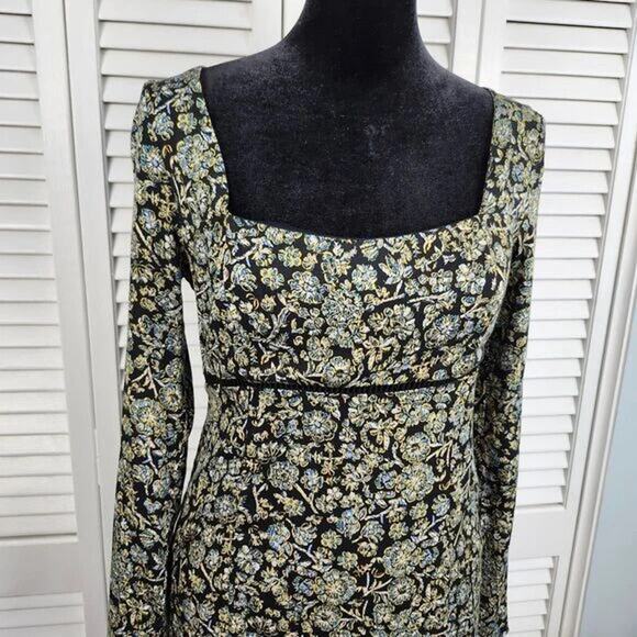 Free People Black Floral Mini Dress Size 2 NWT $128 - Picture 2 of 15